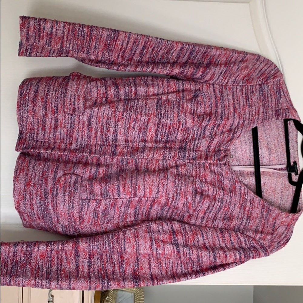 J.Crew Pink printed zip sweater